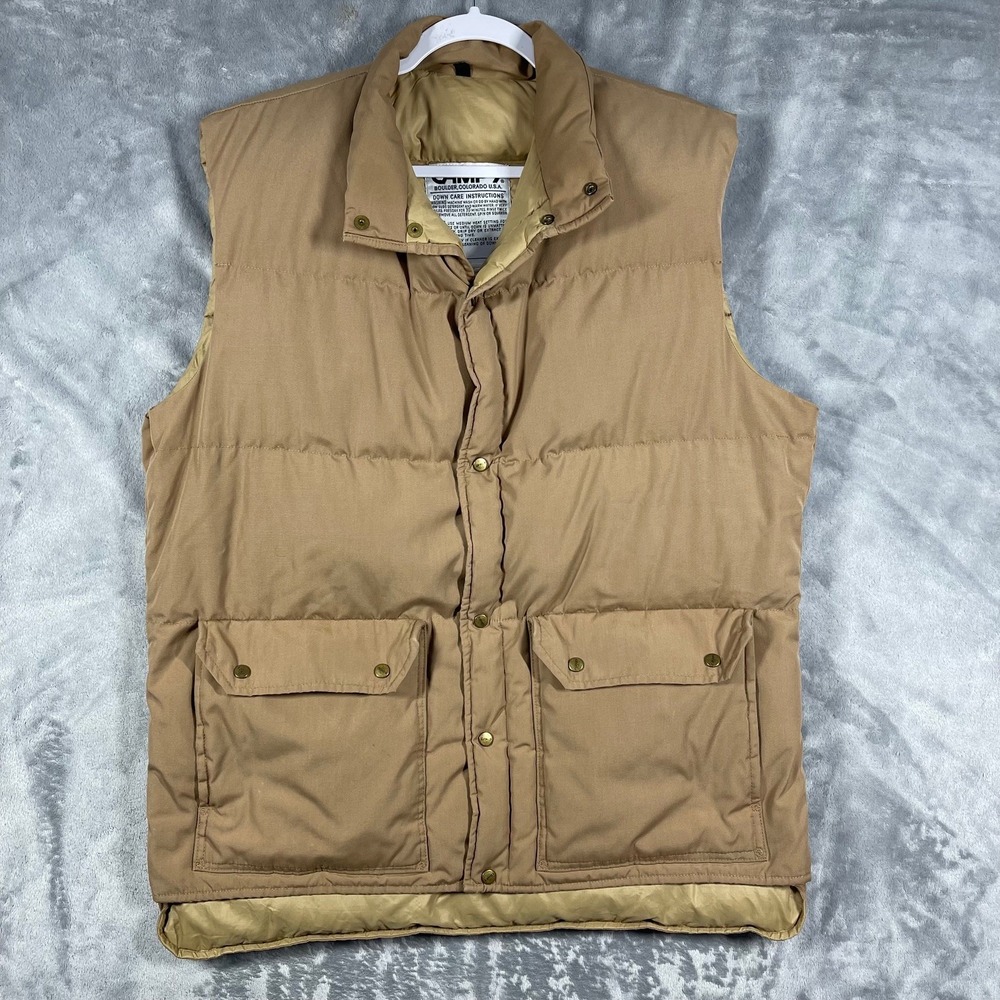 Vintage Camp 7 Boulder‎ Colorado Down Puffer Vest Tan Mens XL Gorpcore